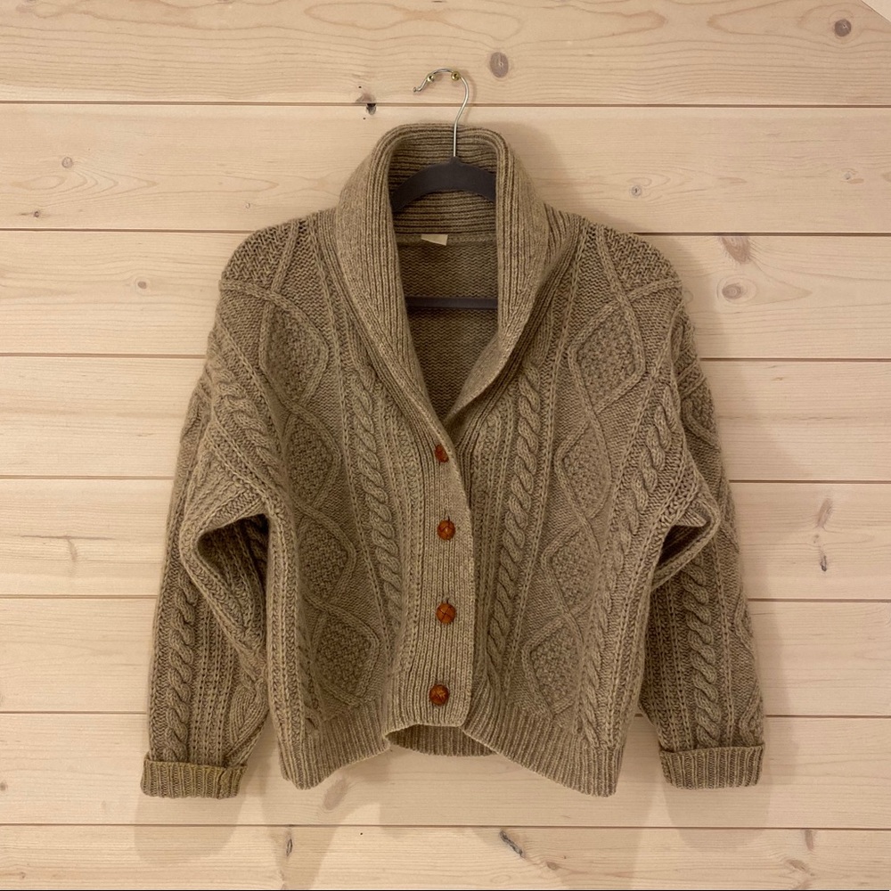 Wool fisherman cardigan